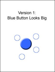 Version 1: surrounded by small circles, the blue button looks big