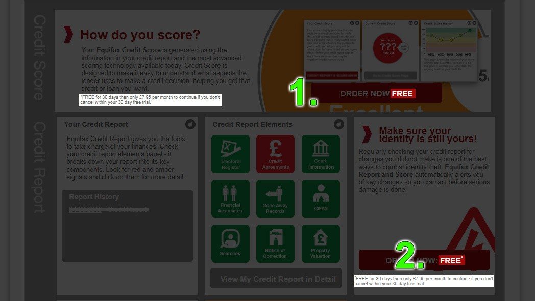The two order buttons again: only button 2 has the asterisk and the trial terms