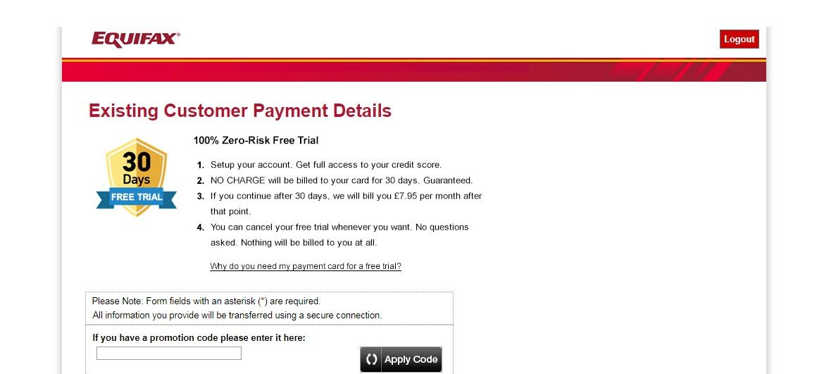 Suggested payment page: a ‘30 days free trial’ badge and plain terms at the top