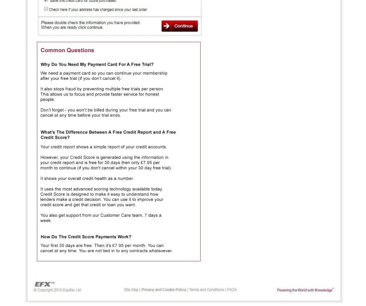 Suggested payment page: common questions answered at the bottom