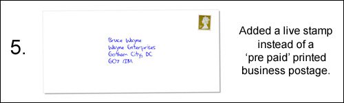 Envelope 5: A live stamp was added in the top right hand corner.